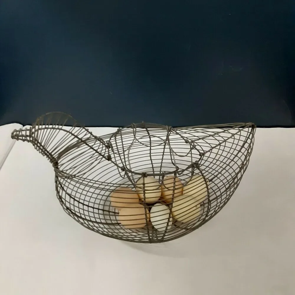 Wire Hen Egg Basket Farmhouse, Country Living, Industrial